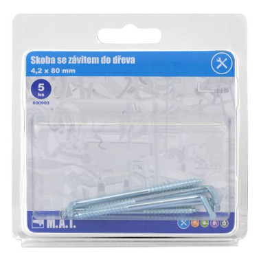 skoba so závitom do dreva 80x4,2mm Zn (5ks)