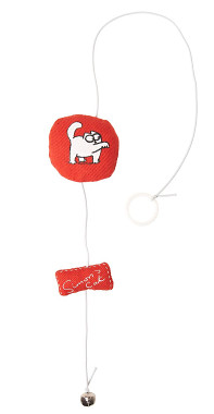 Karlie-Flamingo Hračka pre mačky - Simon's Cat červený oválny vankúšik na povrázku Krava 6x6x2cm
