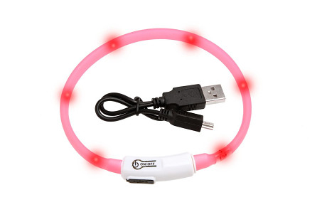 Karlie-Flamingo LED svetelný obojok pre mačky ružový obvod 20-35cm