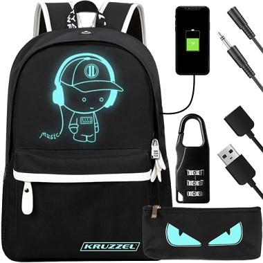 Kruzzle školní batoh s penálem s USB zámek Boys 19L Lifestyle F19374