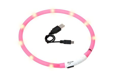 Karlie-Flamingo LED svetelný obojok ružový obvod 20-75cm