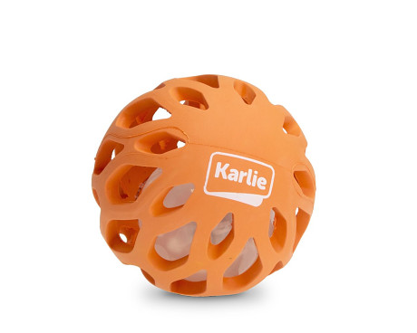 Karlie Gumová mriežkovaná gule s LED svetlom vnútri 8,3cm oranžová
