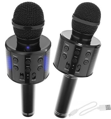 FunPlay 8995 Karaoke mikrofón s reproduktorom čierny