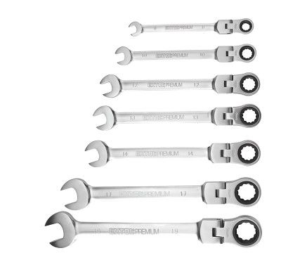 kľúče račňové očkoploché s kĺbom, sada 7ks, 8-19mm, EXTOL PREMIUM
