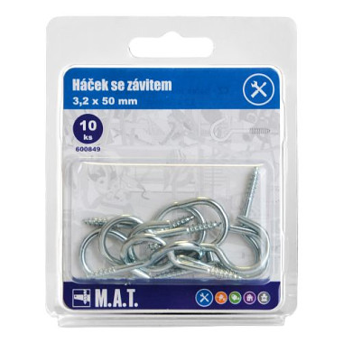 háčik so závitom 50x3,2mm Zn (10ks)