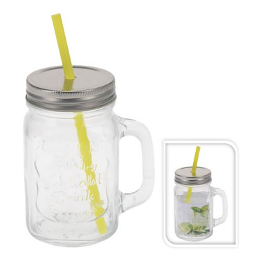 poháre 450ml s uchom, viečkom a slamkou