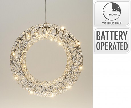 dekorace VĚNEC 30cm LED STŘ s časovačem