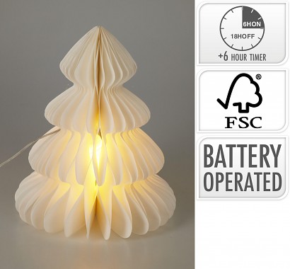 dekorace STROM 28cm 6LED papír BÍ