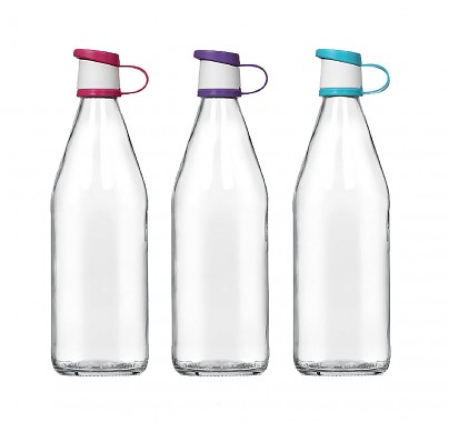 láhev 1000ml skleněná, PH víčko mix barev