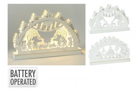 dekorace OBLOUK s motivem 29x19cm 6LED BÍ mix