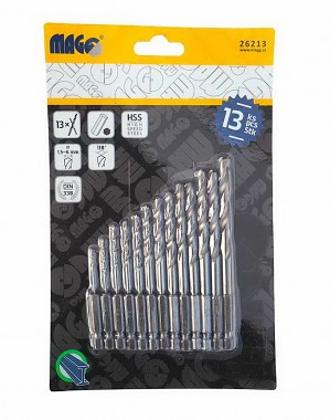 Vrtáky HSS univerz., Šestihr.úchyt 13ks (1,5-6,5)