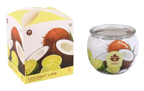 svíčka vonná sklo KOKOS & LIMETKA 90g (hoří 22hod)