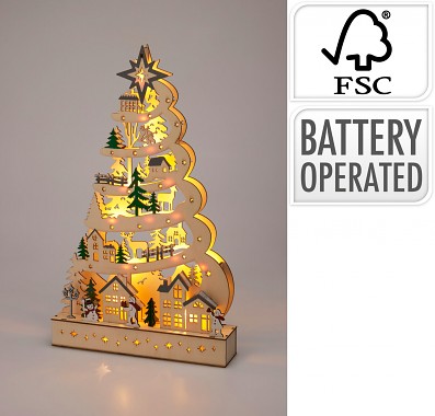 dekorace STROM 45cm 15LED dřev.