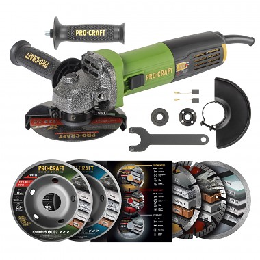 Sada úhlová bruska Procraft PW1050 a 3x diamantové kotouče DS3.125 + 2x hrncové kotouče  SPW1050/DS