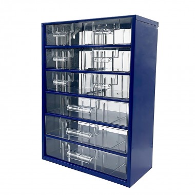 skříňka 2 velikosti 6 stř.,3 vel.zásuvky 30,5x46x15,5cm kov.MO