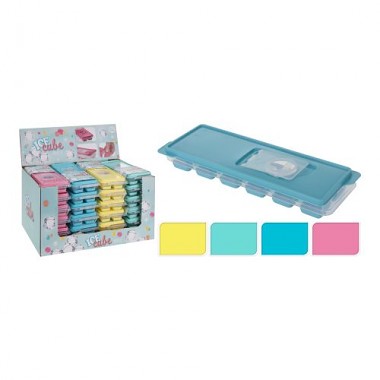 forma na ľad kocky (12x) 26x9,5x3cm PH s viečkom mix farieb