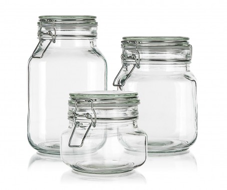 dóza hermetická EREA sada 3díl.(0,5+1+2l) skl.s patentním uzávěrem