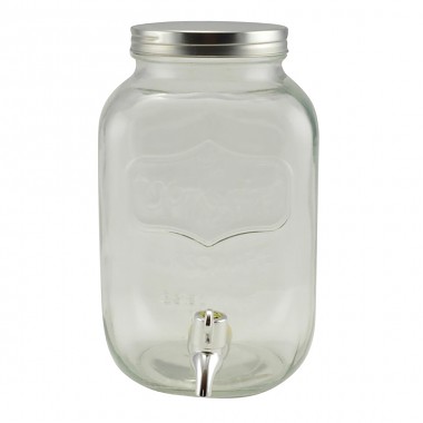 láhev 4000ml skleněná s kohoutkem, kov.víčko