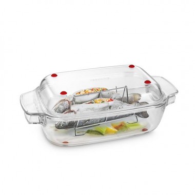 TESCOMA pekáč s poklopom GrandCHEF 40 x 26 cm sklenený