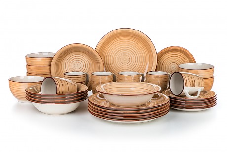 sada jídelní SPIRAL BROWN 30díl. keramická