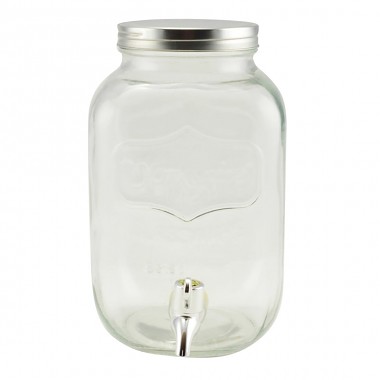 láhev 8000ml skleněná s kohoutkem, kov.víčko