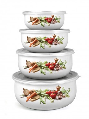 miska sada 8díl. (10,14,16,18cm + 4 víčka) smalt BELLY