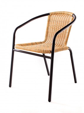 židle zahradní 53x52,5x73cm ratan PE BÉŽ/ocel ČER