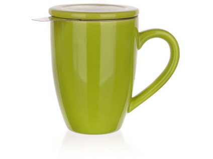 hrnček 350ml ZO keramický, viečko + nerez sitko