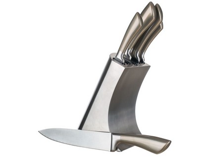 nôž METALLIC Platinum nerez sada 5díl. + Stojan nerez