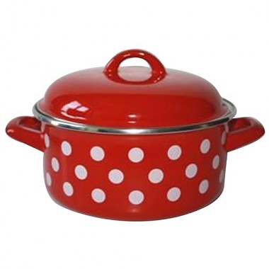 Metalac Smaltovaný rajnica červený s bodkami 20 cm 2,75l