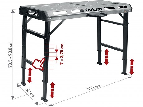 stůl svařovací přenosný, 107x53cm, výška 70-93cm