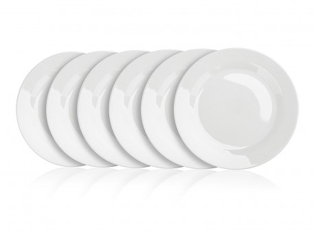 talíř mělký 24cm BASIC porcelánový BÍ (6ks)
