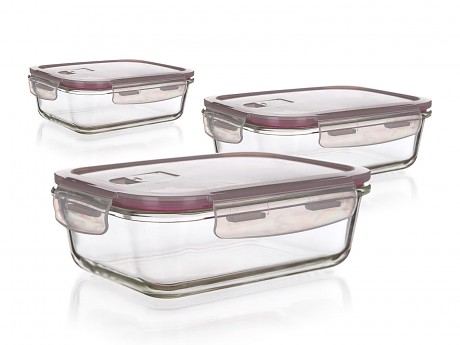 dóza LORA obdél. sada 3díl.(0,55, 0,95, 1,45l) skl.+PP víčko TRA/BORDO