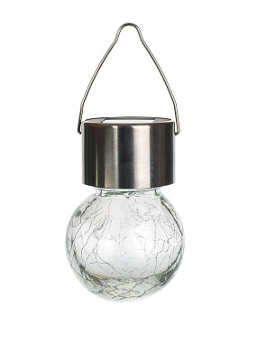 lampa solární HANG pr.6cm, v.9cm, 1LED, závěsná, čirá; nerez/sklo