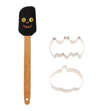 sada na pečení 3díl.(1xstěrka silikon,2xvykrajovačka) HALLOWEEN mix